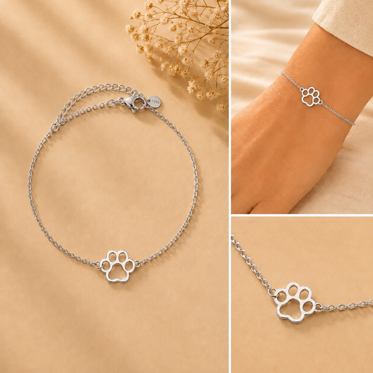 Pulsera Acero Inoxidable Huella Plateada