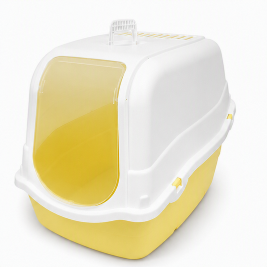 Arenero Cerrado para Gatos con Puerta – 57 x 39 x 41 cm. Amarillo